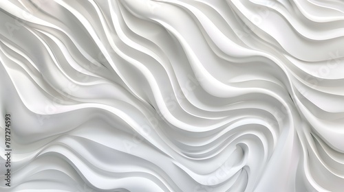 Captivating 3D White Wave Pattern with Dynamic Light Play for Modern Wall Decor