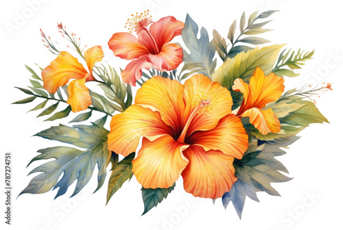 PNG Summer exotic flower hibiscus plant petal. photo