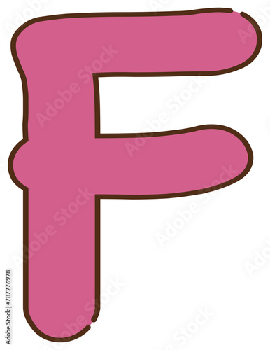 letter F in pink color with brown border
