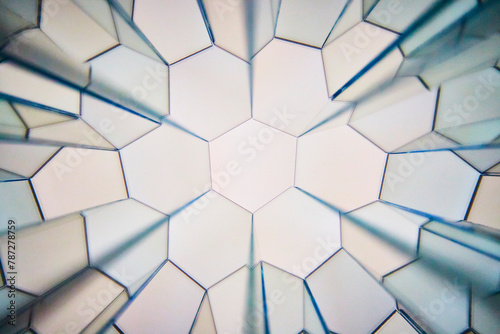 Blue and White Hexagonal Pattern Close-Up