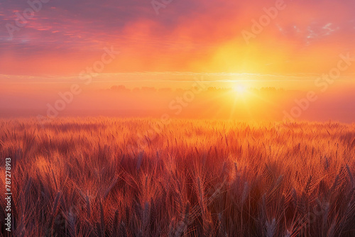 wheat field during sunset