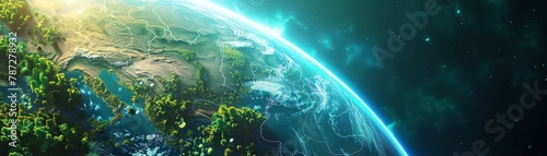Illustration of an earthlike planet, vibrant ecosystem, detailed and realistic, 