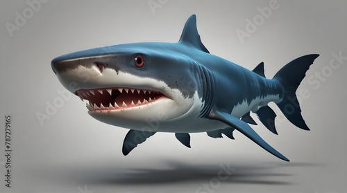 3d shark cartoon fish isolated on transparent background.generative.ai 