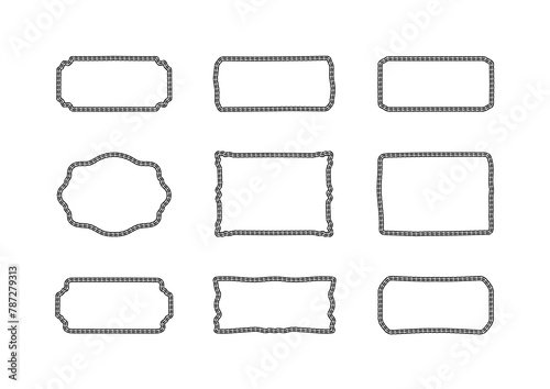 Set of the hand-drawn doodle vector text boxes isolated on a transparent background. Brush-drawn rectangle and round quote frames, doodle design elements, and geometric shapes.