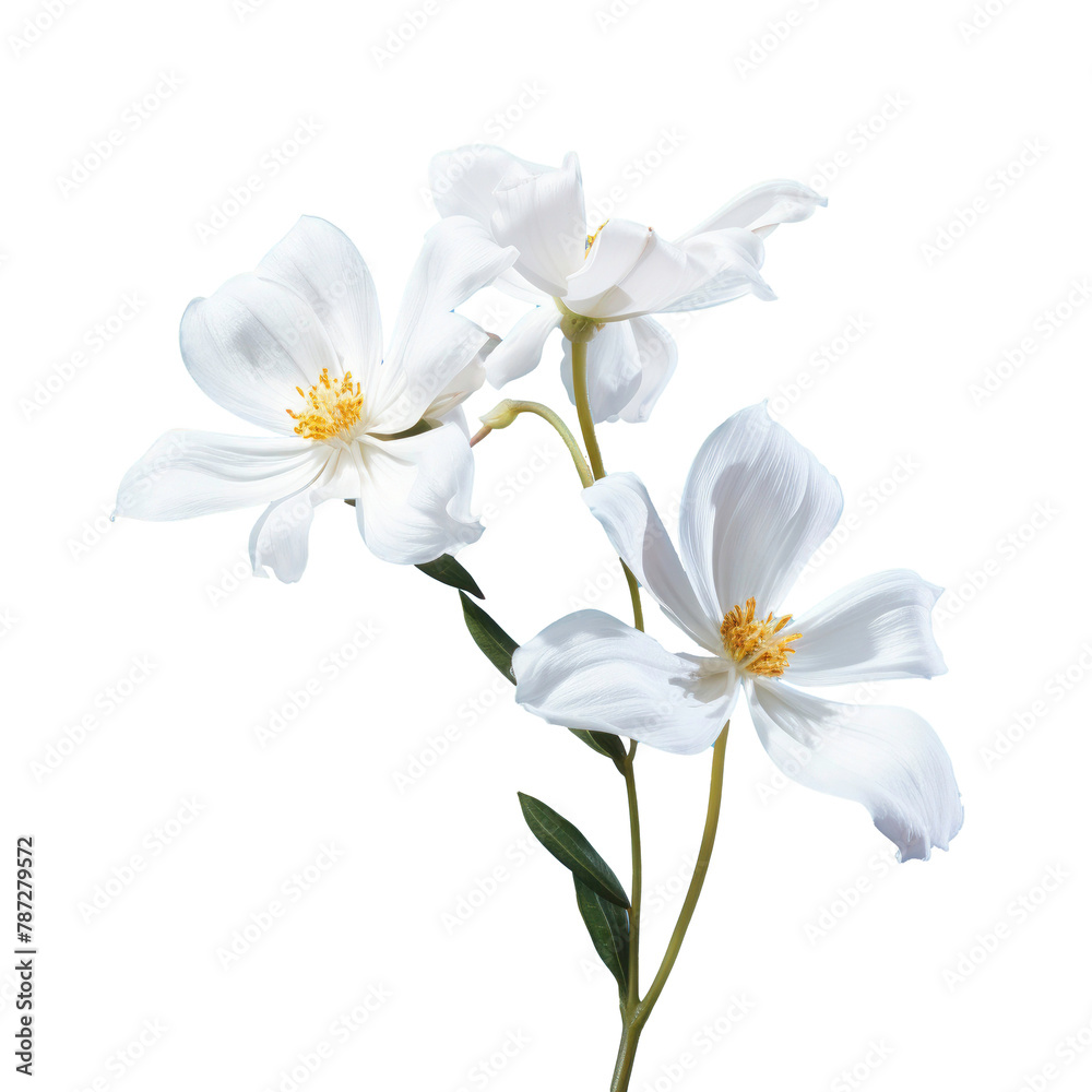 White flower on transparent background, ultra-realistic flower photography