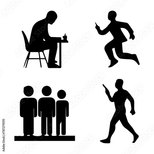 Silhouette humans in Various Poses, Captivating Human Silhouette Descriptions, Exploring Human Poses, Dynamic Human Silhouette Titles, Walking, Sitting, Running