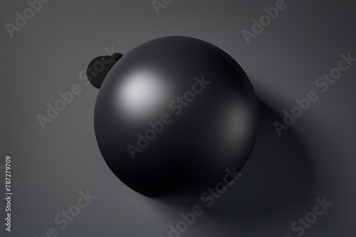 Sleek 3D Black Ball in Minimalist Room