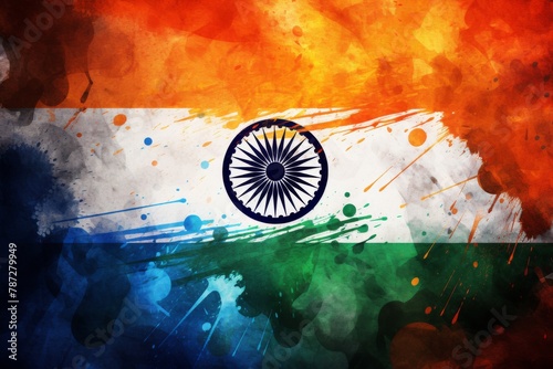 The Indian flag beautifully painted on a lively, multicolored background © Umar