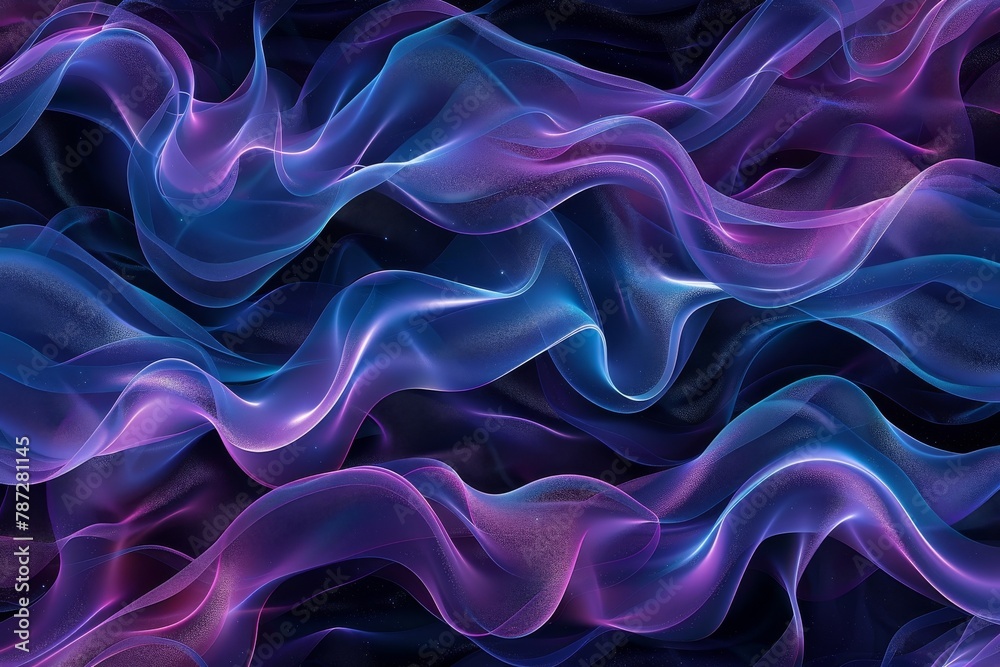 The image is a colorful, abstract representation of a wave