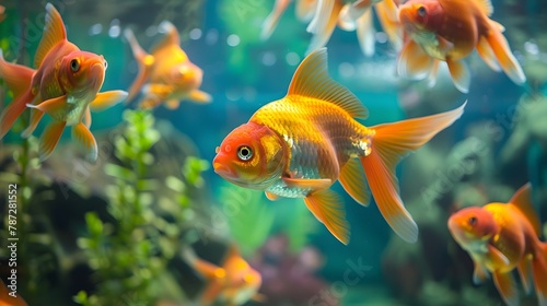 golden fish in aquarium