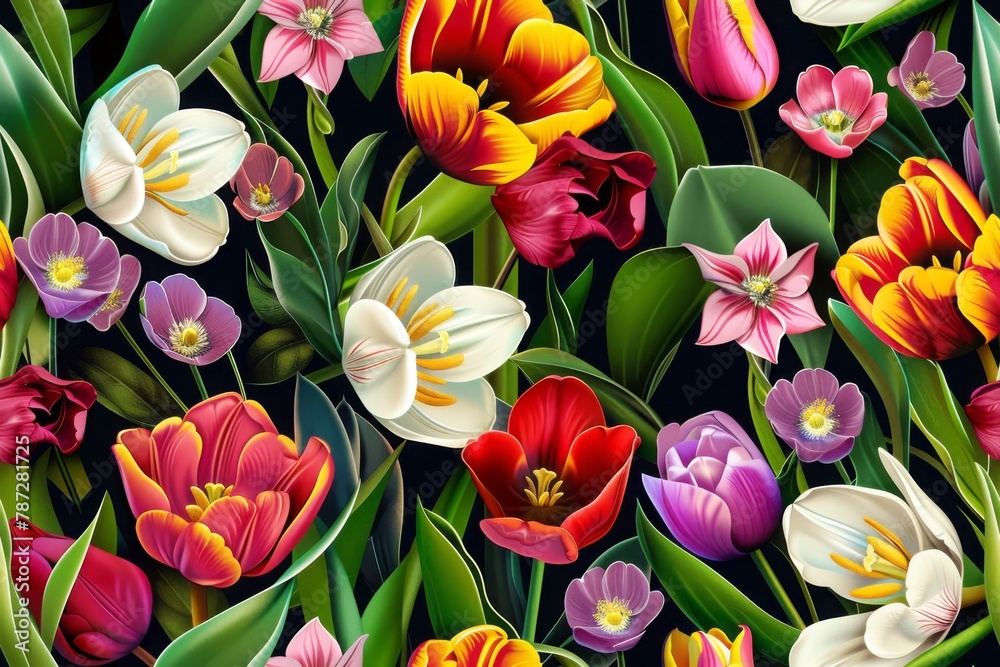 Fototapeta premium flower illustration, tile image, used as background