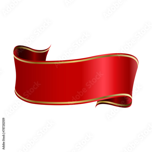 decorative red ribbon banner isolated on white background