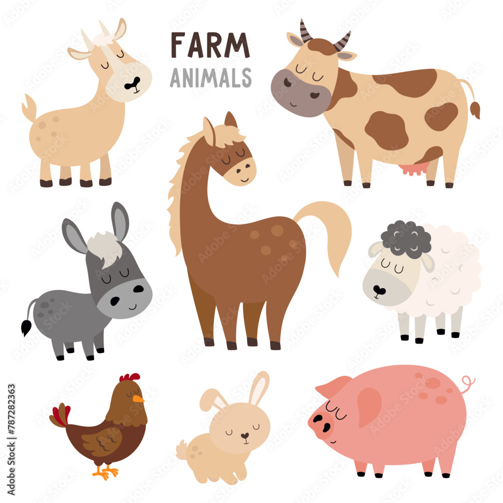 Fototapeta premium cartoon farm animal set