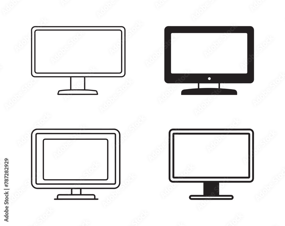 Monitor icon set. Black Monitor icon set on white background. Vector illustration Monitor icon set. Black Monitor icon set on white background. Vector illustration