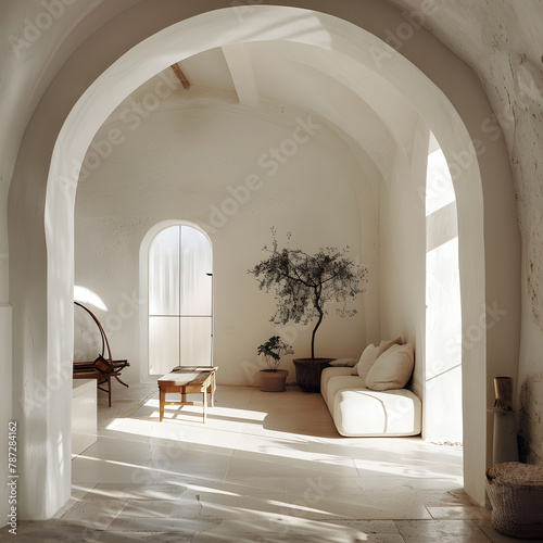 Classical 3d white and  ancient architecture, famous, historical building with arches