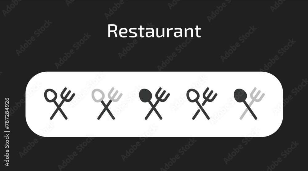 Fototapeta premium Restaurant icons in 5 different styles as vector 