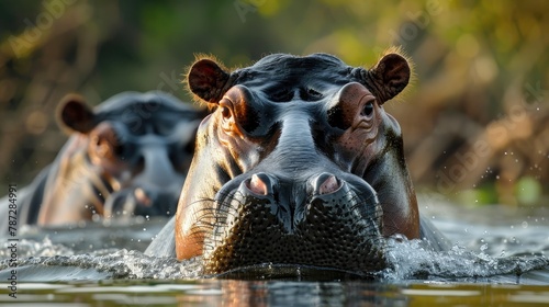 Hippos reside in regions rich in water as they submerge themselves frequently to maintain their skin s moisture and coolness © 2rogan