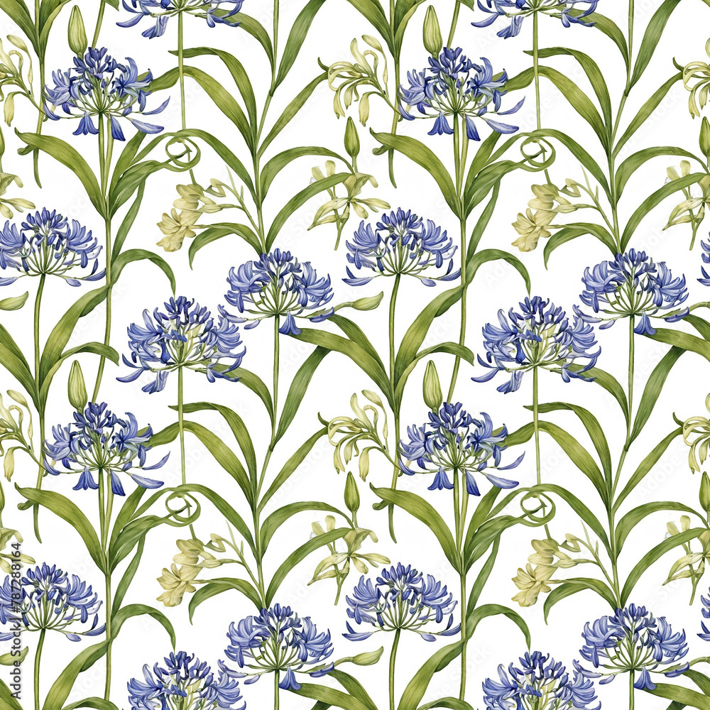 Fototapeta premium Seamless natural floral pattern with twigs and leaves