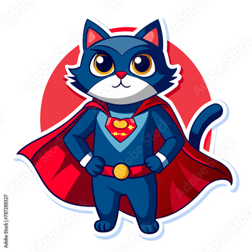 Cat dressed as a superhero, with a cape billowing in the wind and a determined expression on its face © amanmalik