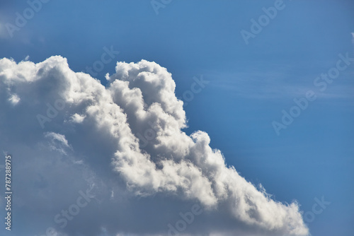 White clouds in the blue sky, close-up of clouds in the blue sky