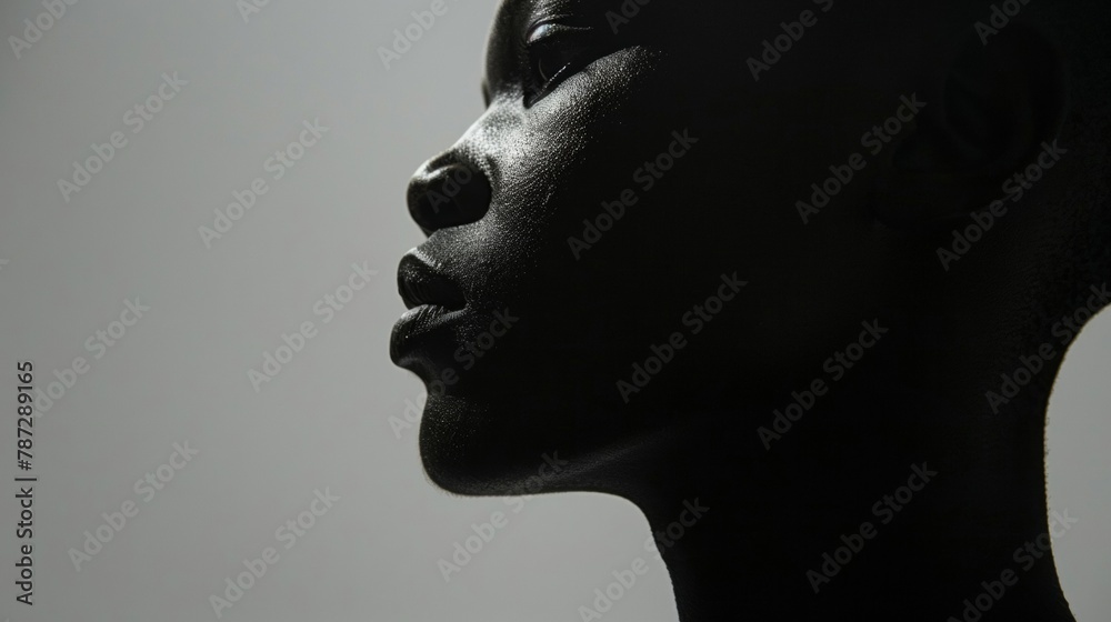 The silhouette of s on the face and neck highlight the fragility and strength of the human body. .
