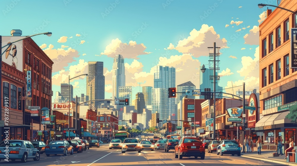 Fototapeta premium Craft a visual narrative of downtown