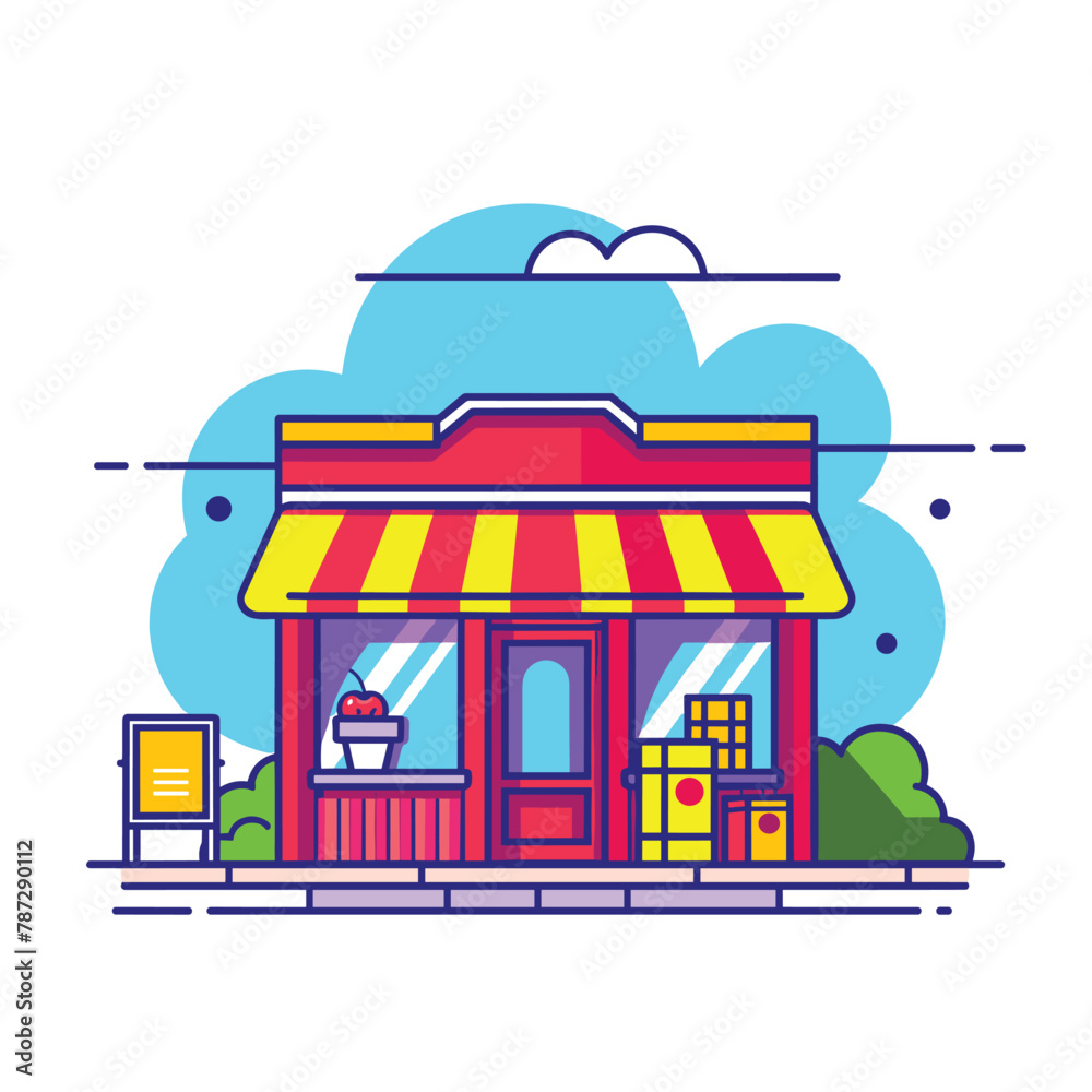 Cute store flat vector cartoon illustration Cute store flat vector cartoon illustration