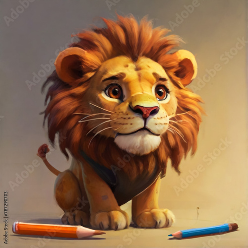 oil paint lion Aslan face had 