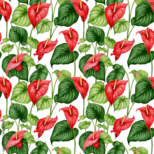 Seamless natural floral pattern with twigs and leaves