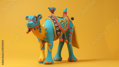 Camelo colorido feito de massinha de modelar photo