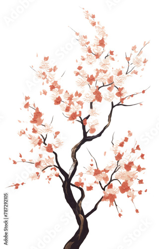 PNG  Sakura tree painting blossom flower. 