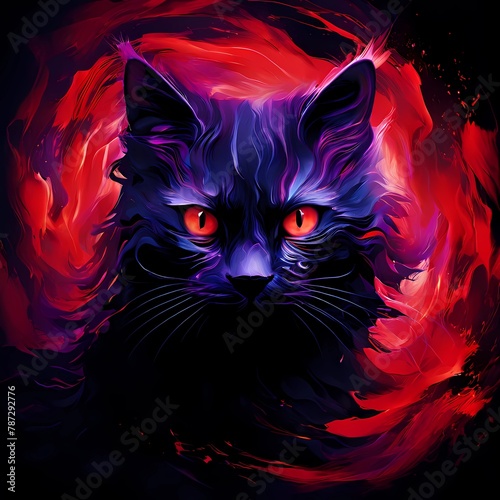 cat on red background © Zahid