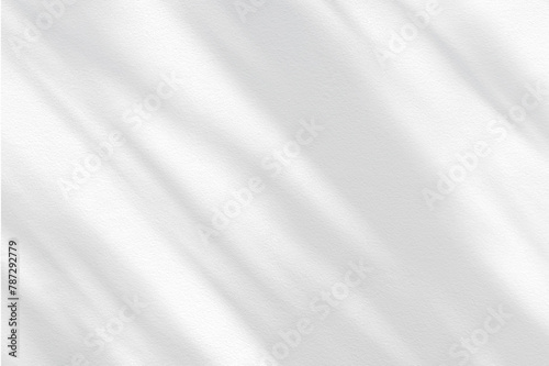 Abstract light shadow of leaf blurred background. Natural diagonal leaves tree branch shadows and sunlight on white wall. Shadow overlay effect foliage mockup