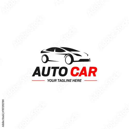 Sports car logo design with concept sports vehicle icon silhouette on dark blue background. Suitable for your design need, logo, illustration, animation, etc.