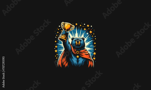 the bear raises the trophy vector artwork design
