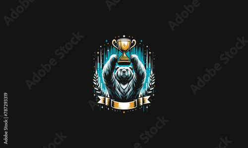 the bear raises the trophy vector artwork design