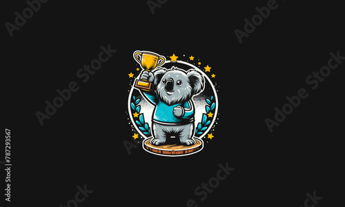 koala raises the trophy vector illustration mascot design