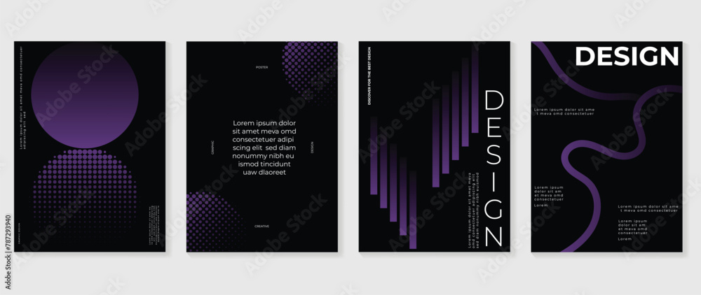 Naklejka premium Abstract gradient background vector set. Minimalist style cover template with vibrant perspective 3d geometric prism shapes collection. Ideal design for social media, poster, cover, banner, flyer. 