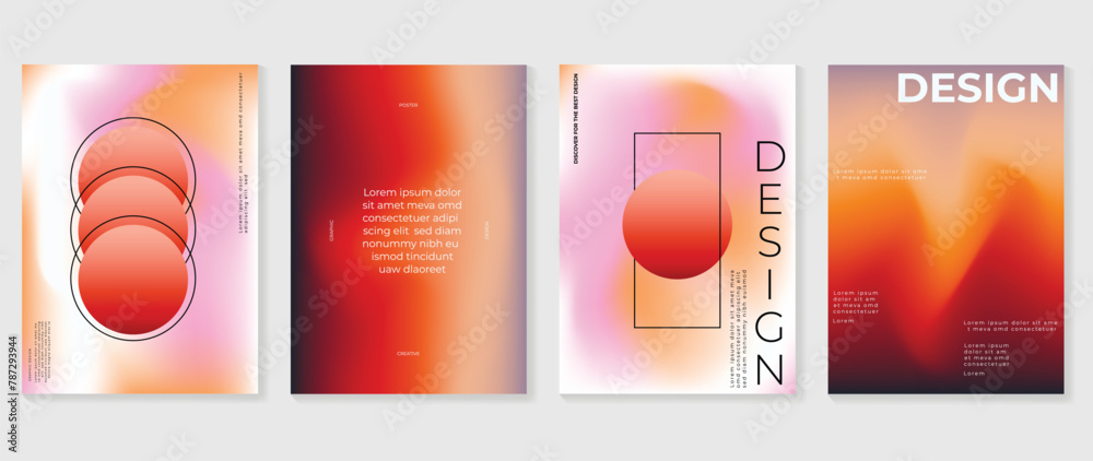 Naklejka premium Fluid gradient background vector. Cute and minimalist style posters, Photo frame cover with vibrant colorful geometric shapes and liquid color. Modern wallpaper design for social media, idol poster.