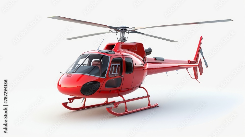 a red helicopter with a propeller on a white background