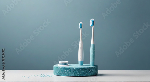 toothbrush and toothpaste on white photo