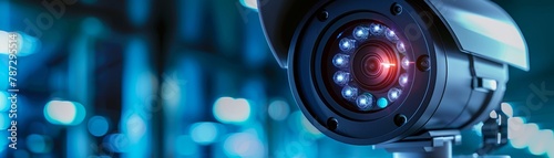 A closeup perspective of a modern CCTV camera, highlighting its role in enhancing safety and security measures , hyper realistic photo