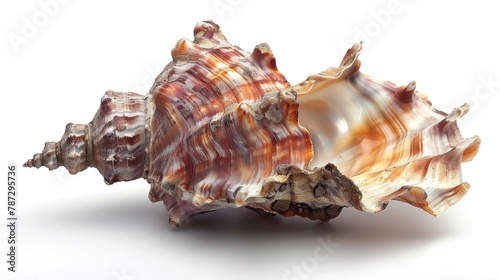 a large shell on a white surface