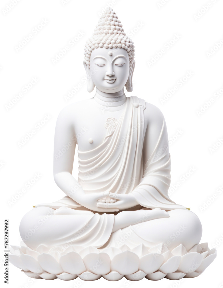 Obraz premium PNG White Buddha statue buddha white background representation. 