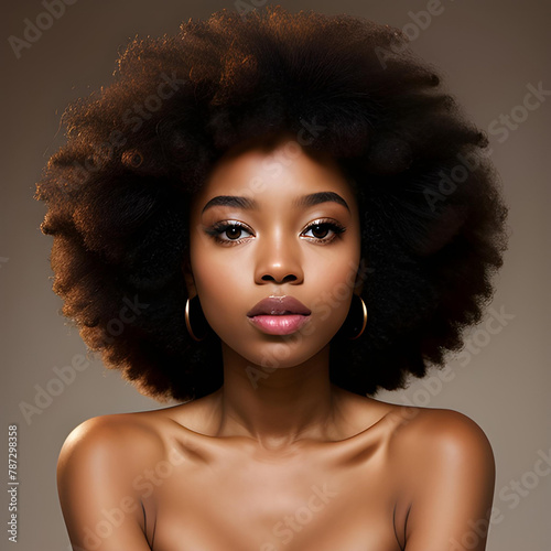 Moda y Cultura: Retrato de una Afrodescendiente con Afro photo