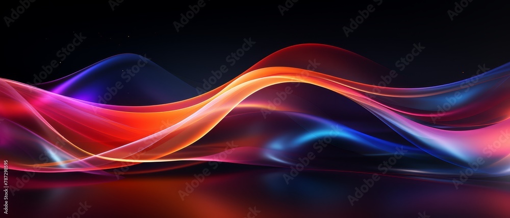 Abstract light waves flowing in vibrant hues against a sleek, dark background