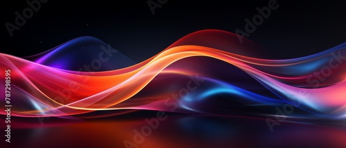Abstract light waves flowing in vibrant hues against a sleek, dark background © FoxGrafy