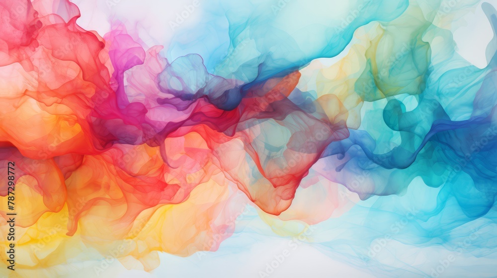 Abstract stained paper effect with watercolor blends in vivid, translucent hues