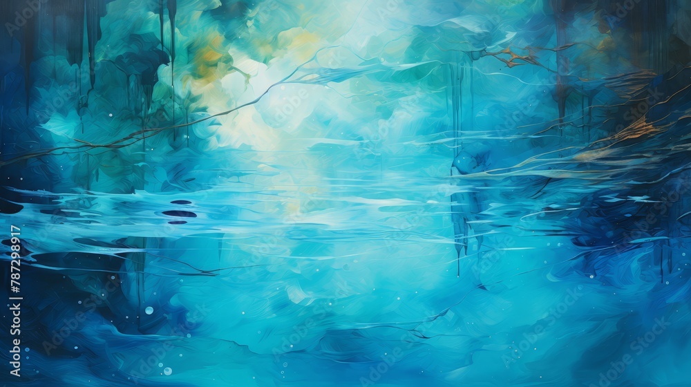 Abstract water reflections with shimmering blues and greens in vivid tones Abstract water reflections with shimmering blues and greens in vivid tones