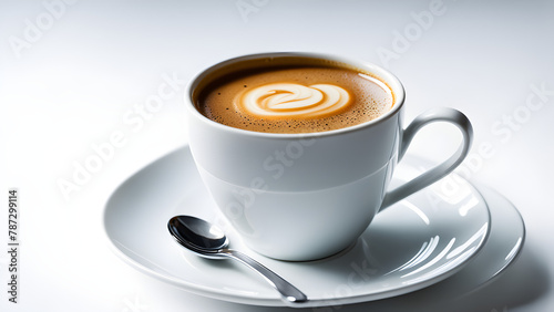 A cup of coffee placed on the table, steaming hot, leisurely living